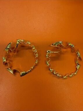 Textured Gold Sculpted Hoop Earrings for Women